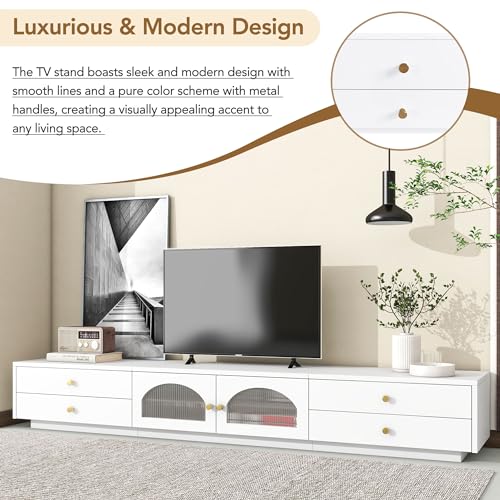 Black TV Stand with Open Storage Shelf and Drawers U89080