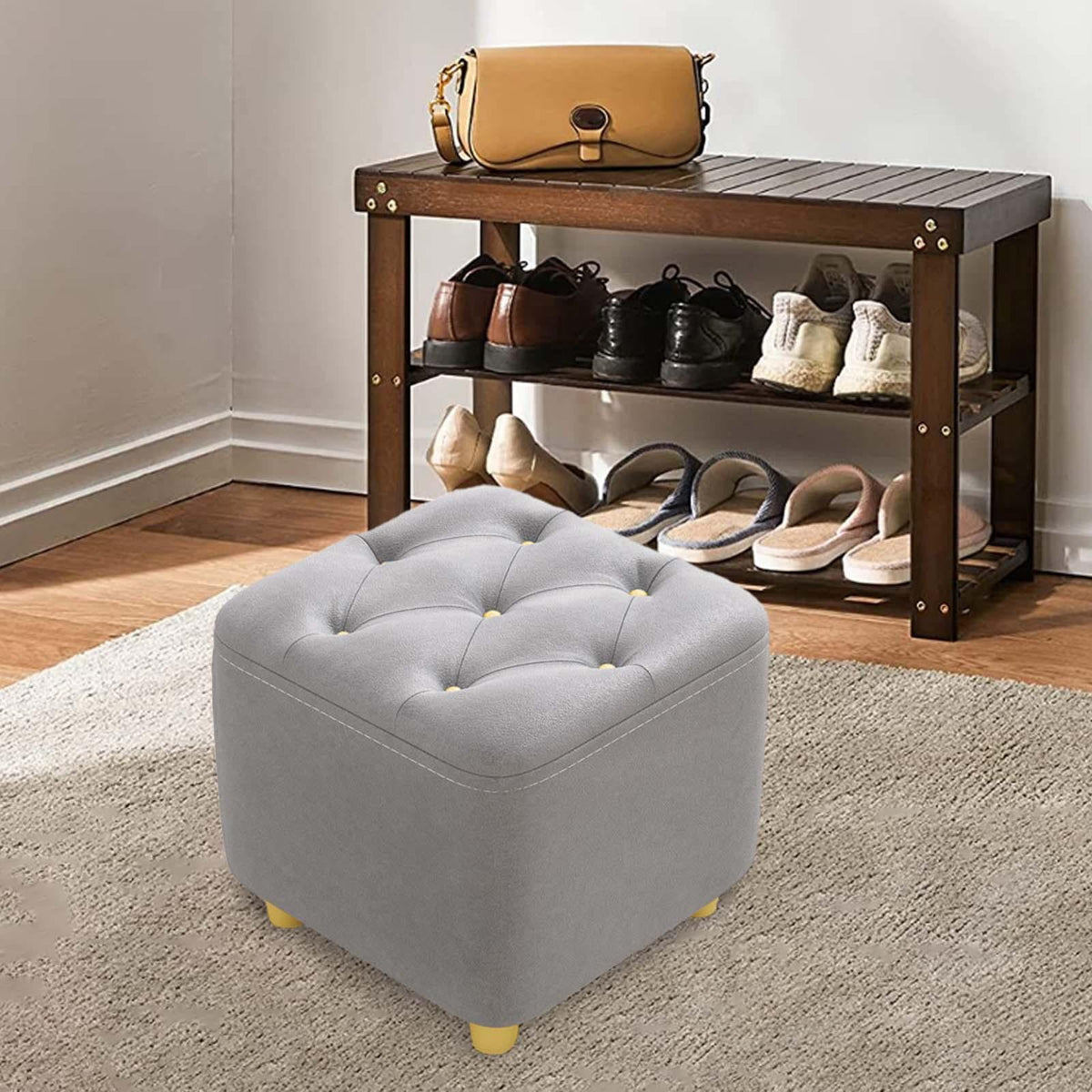 Gray Square Ottoman Stool W240176