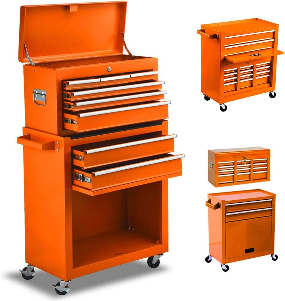 8 Drawer Rolling Tool Chest Tool Storage Cabinet with Lockable Drawer E564036