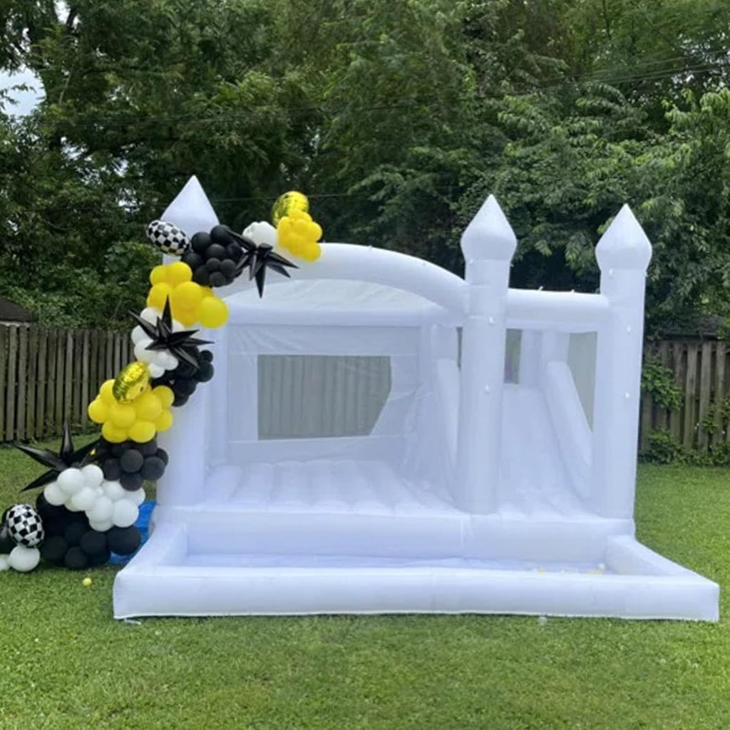 White 15FTx13FT Oxford Cloth Inflatable Bounce House with Slide Ball Pit L824241
