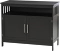 White Wooden Kitchen Console Table with 2-Level Cabinet and Open Shelf W269