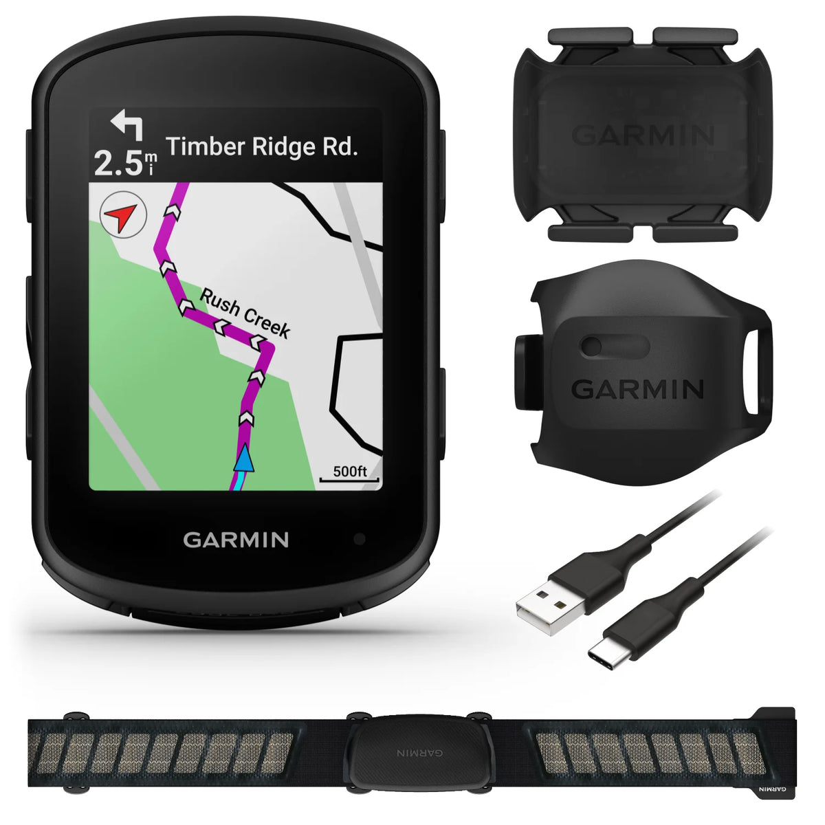 Edge 840 Bundle Cycling Computer with Speed Sensor 2, Cadence Sensor 2, HRM-Dual monitor, Touchscreen, Button Controls, Advanced Navigation F819