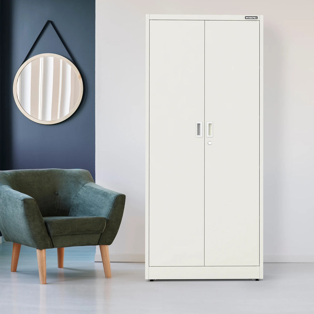 Metal Garage Storage Cabinet White V75144