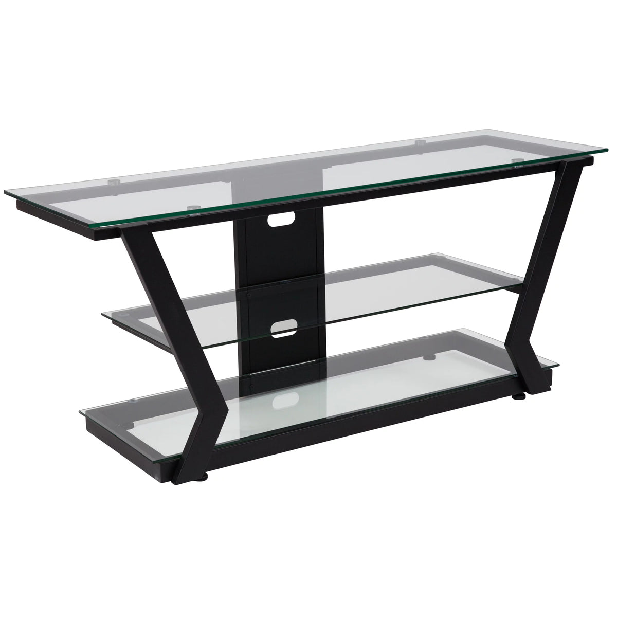 Glass TV Stand with Black Metal Frame Z191