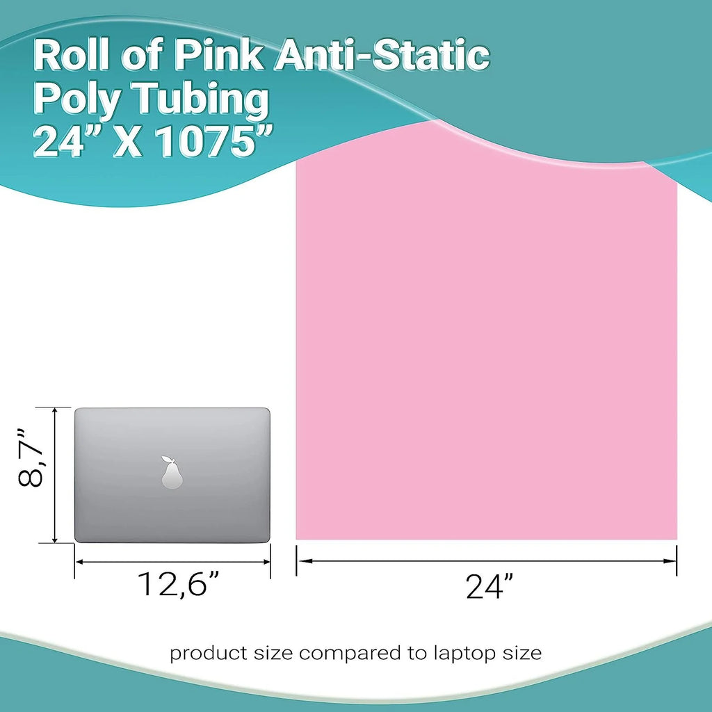 Pink Anti-Static Poly Tubing 24 X 1075 4 mil B52759