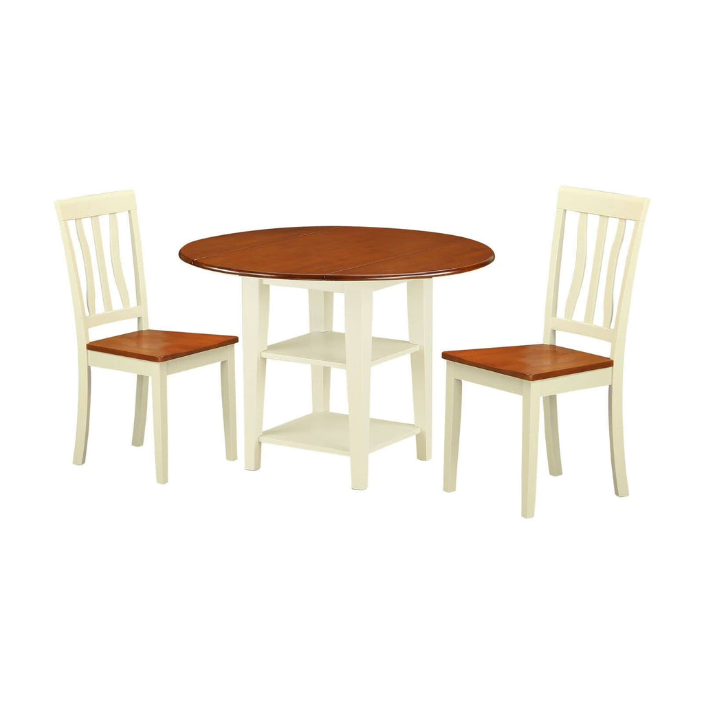 3-piece Dining Set with Wood Seat in Black/Cherry P80382
