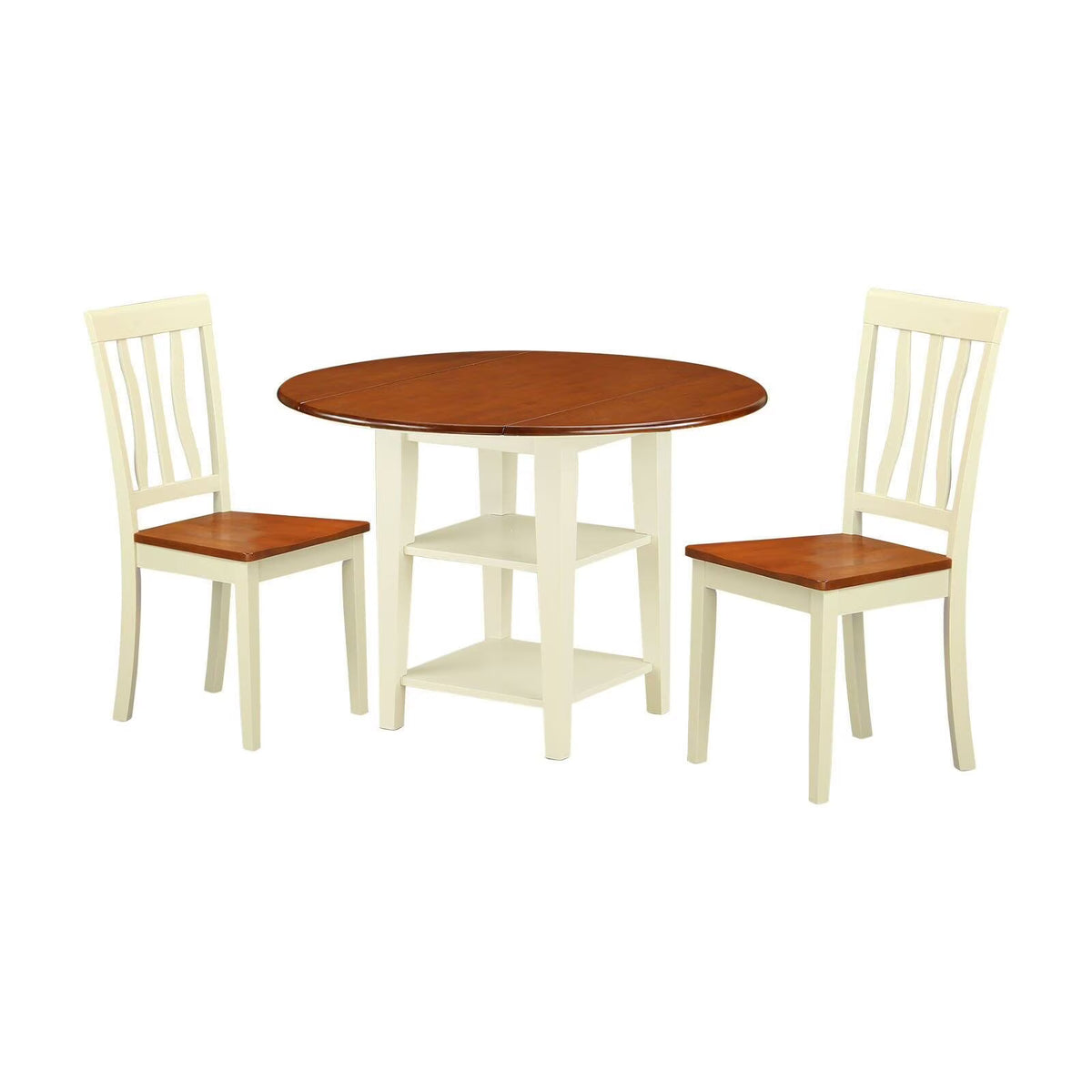 3-piece Dining Set with Wood Seat in Black/Cherry P80382