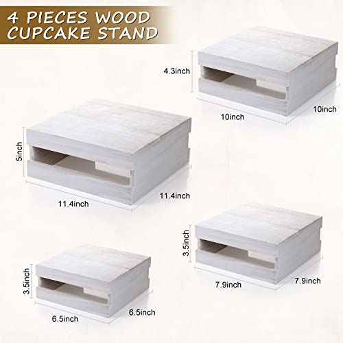 4 Pieces Wood Cupcake Display Stand Risers D952325