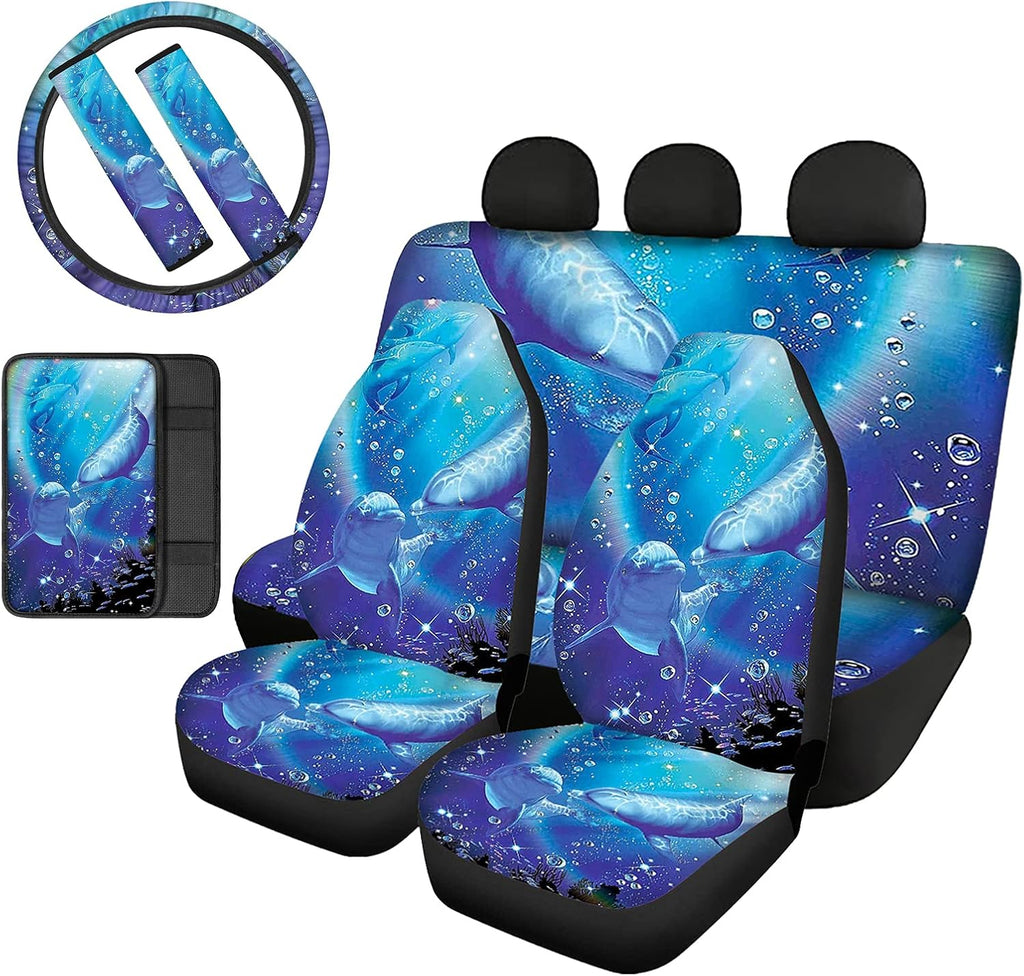 Red Lips Car Seat Covers Full Set with Steering Wheel Cover X323811