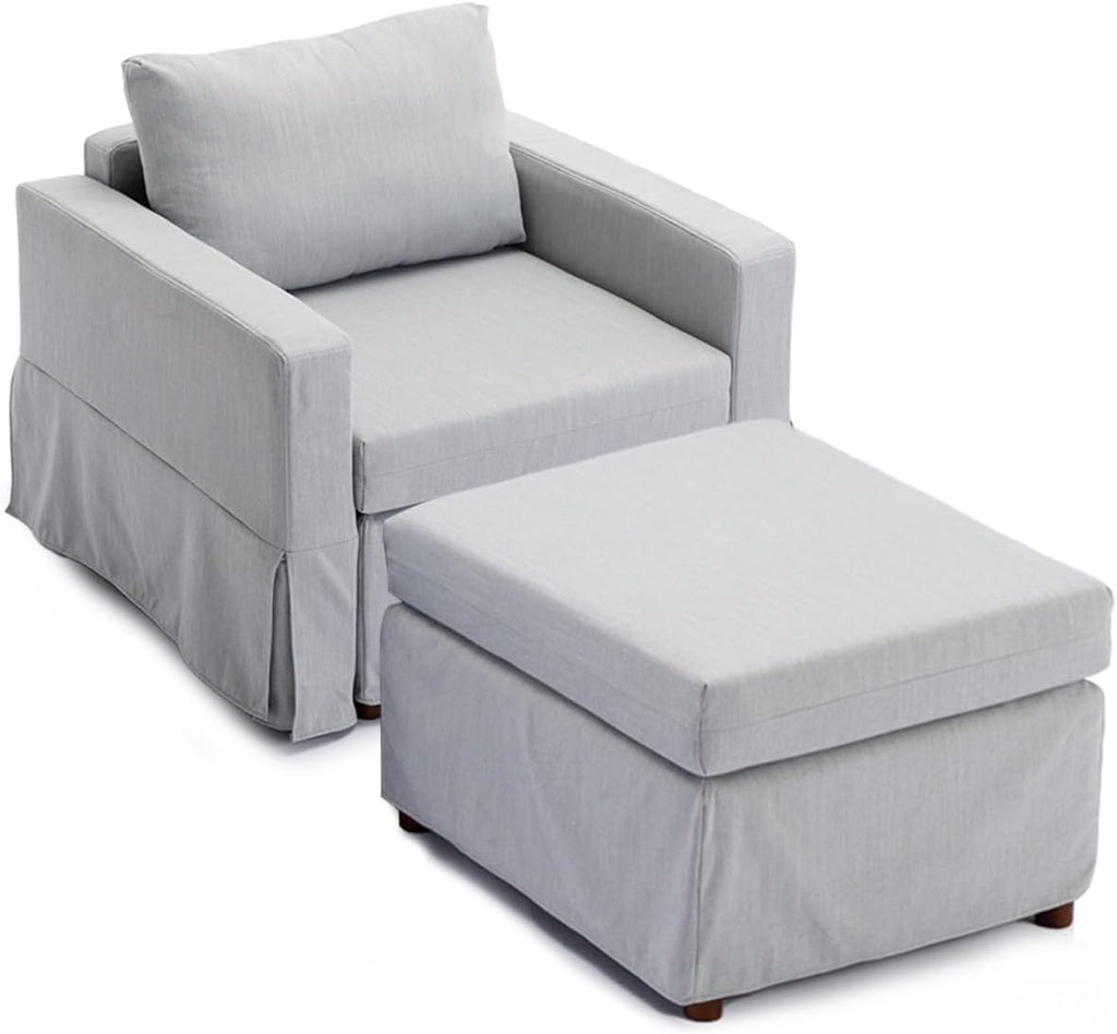 Light Grey Single Seat Module Sofa with 1 Ottoman G8893
