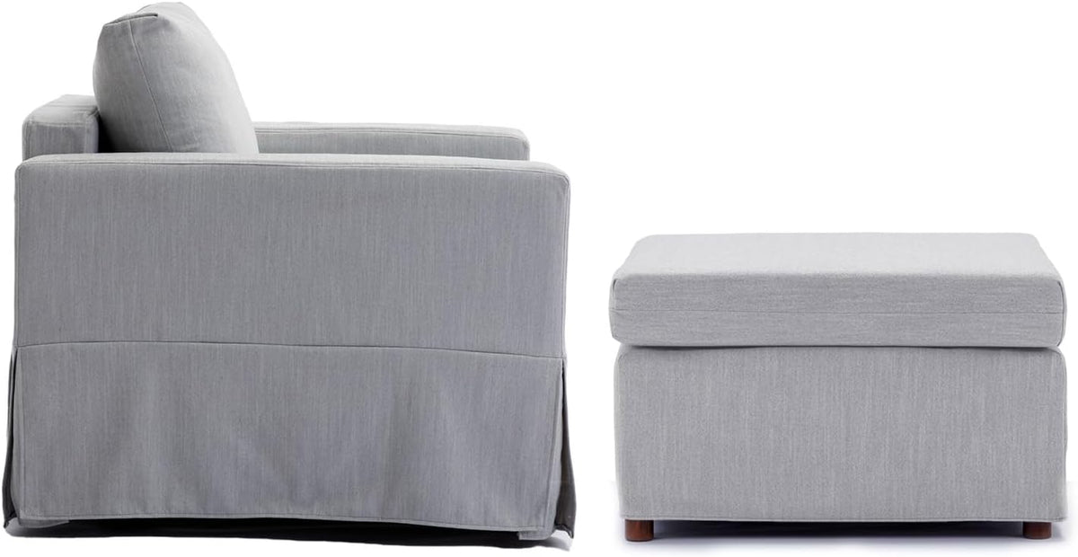 Light Grey Single Seat Module Sofa with 1 Ottoman G8893