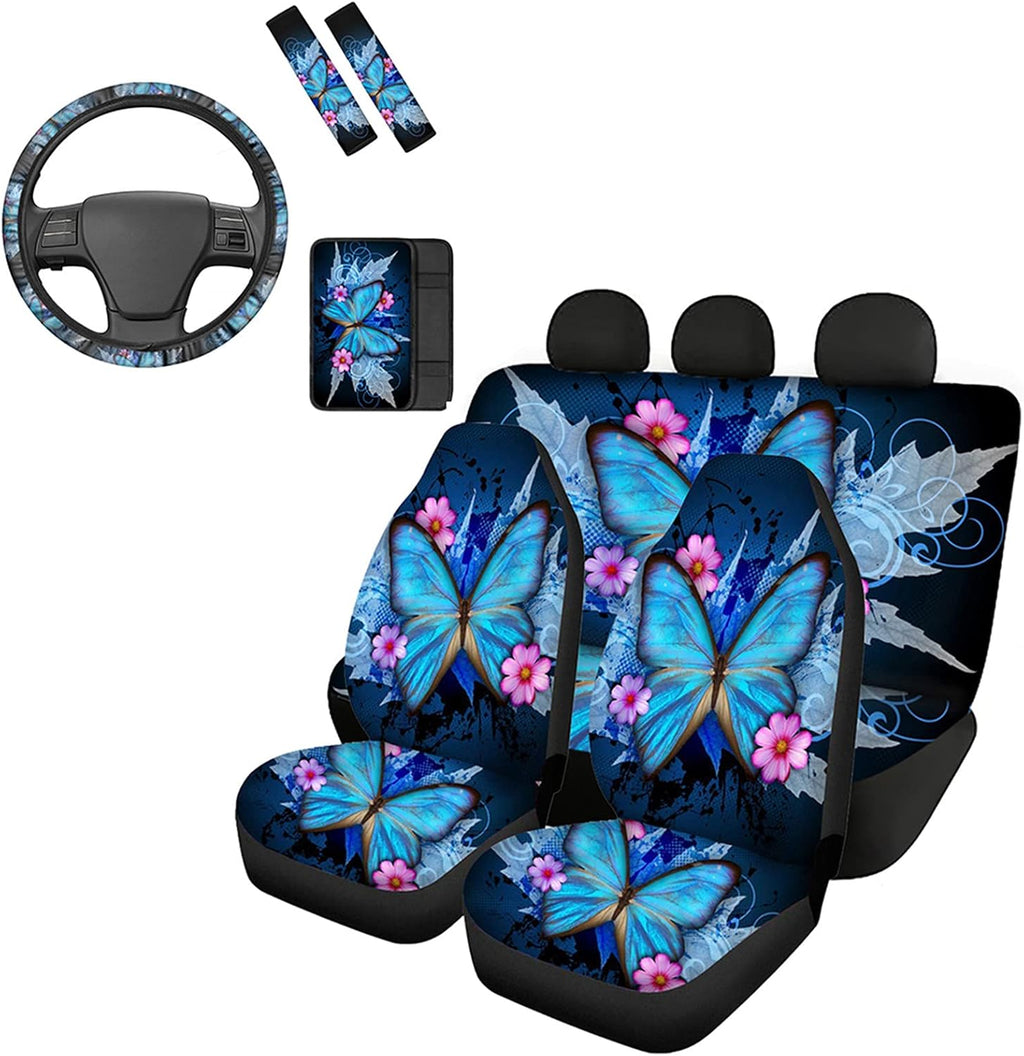 Red Lips Car Seat Covers Full Set with Steering Wheel Cover X323811