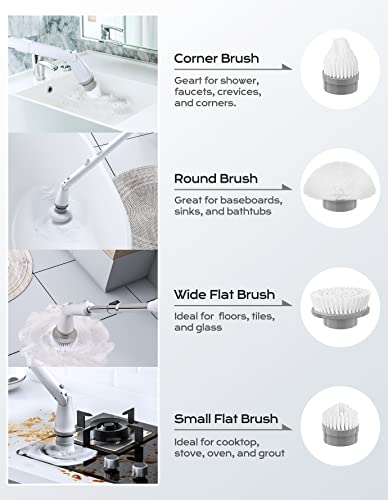 Cordless Electric Spin Scrubber with 2 Adjustable Speeds and 4 Replaceable Heads W52601