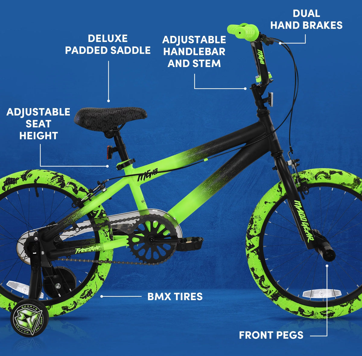 18" Black and Green BMX Bike I23145