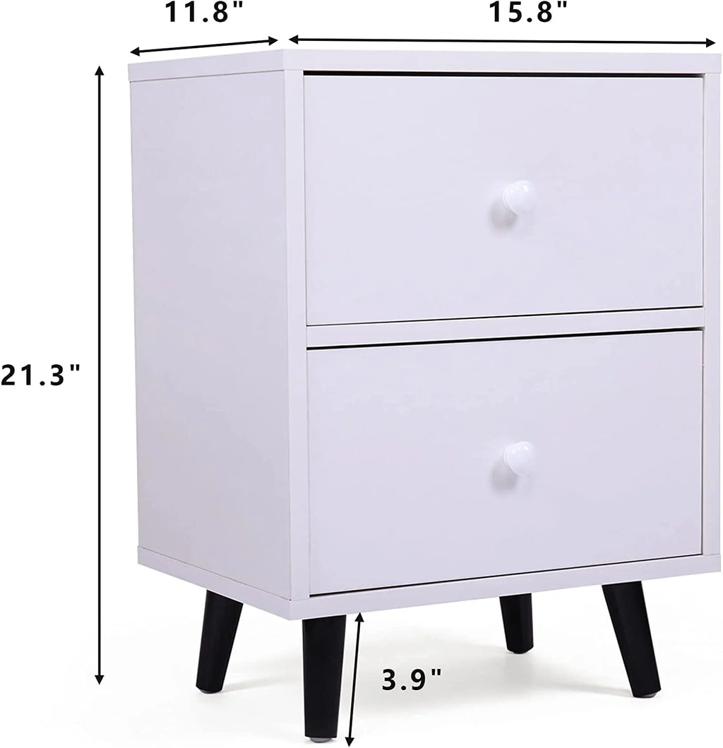 White 2 Drawer Nightstand H191