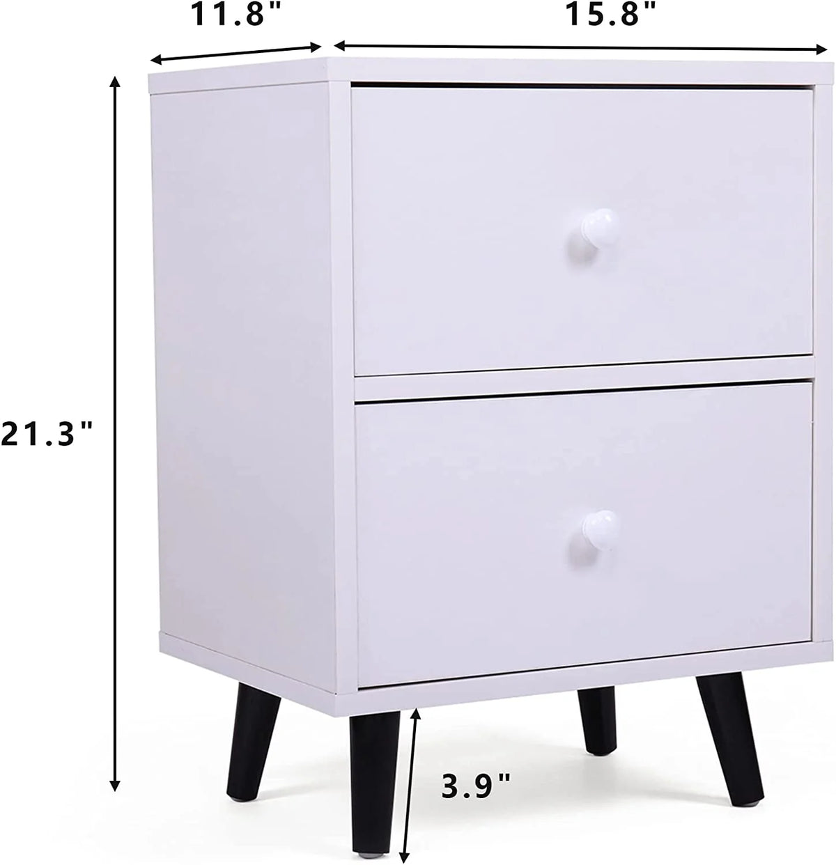 White 2 Drawer Nightstand H191