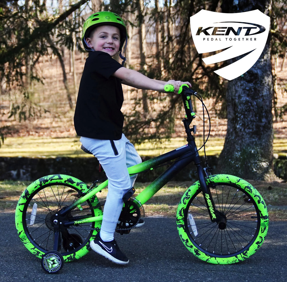 18" Black and Green BMX Bike I23145