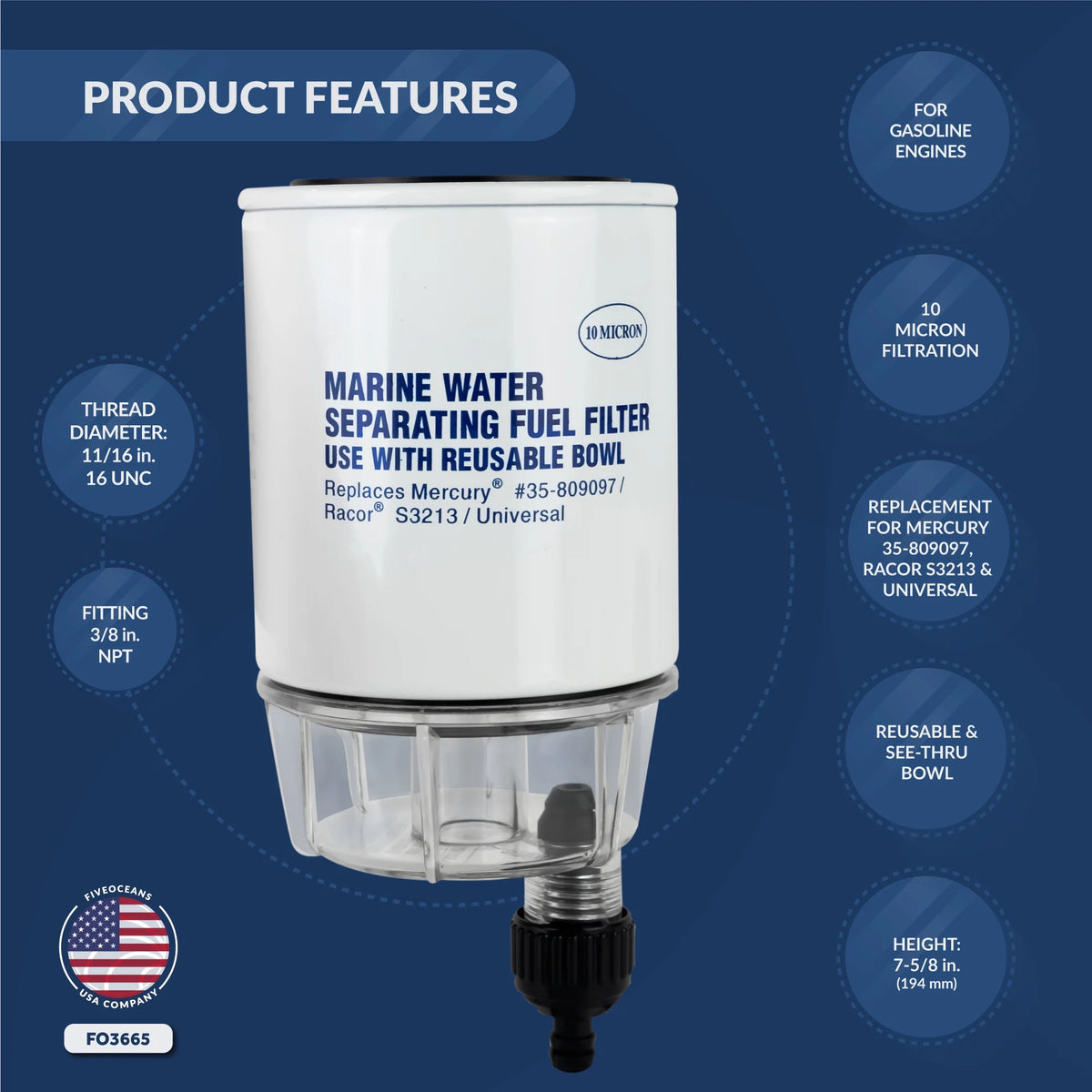 Fuel Filter Water Separator with Clear Bowl G2862