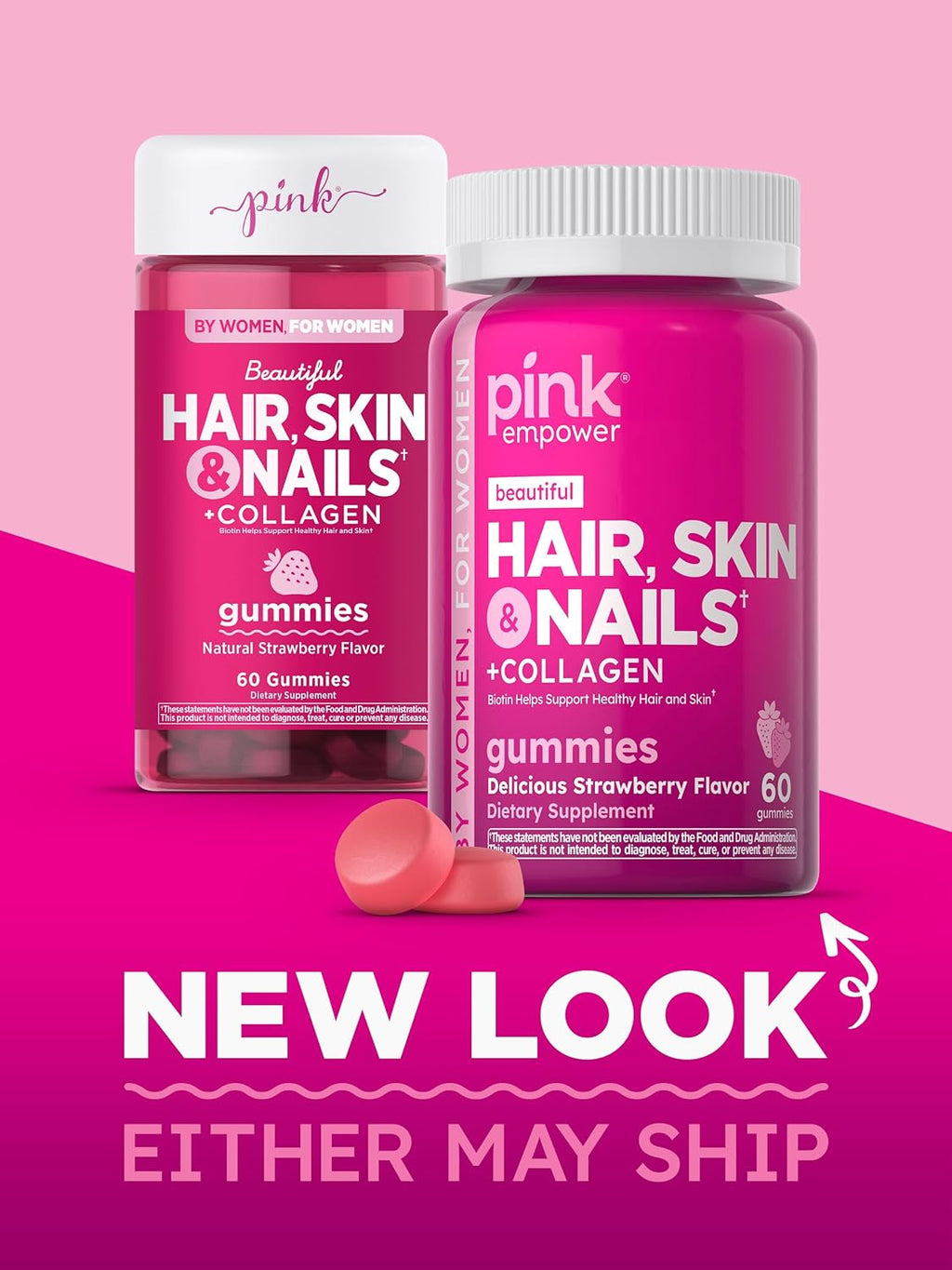 60 Count Non-GMO Gluten Free Hair Skin Nails Gummies V841394