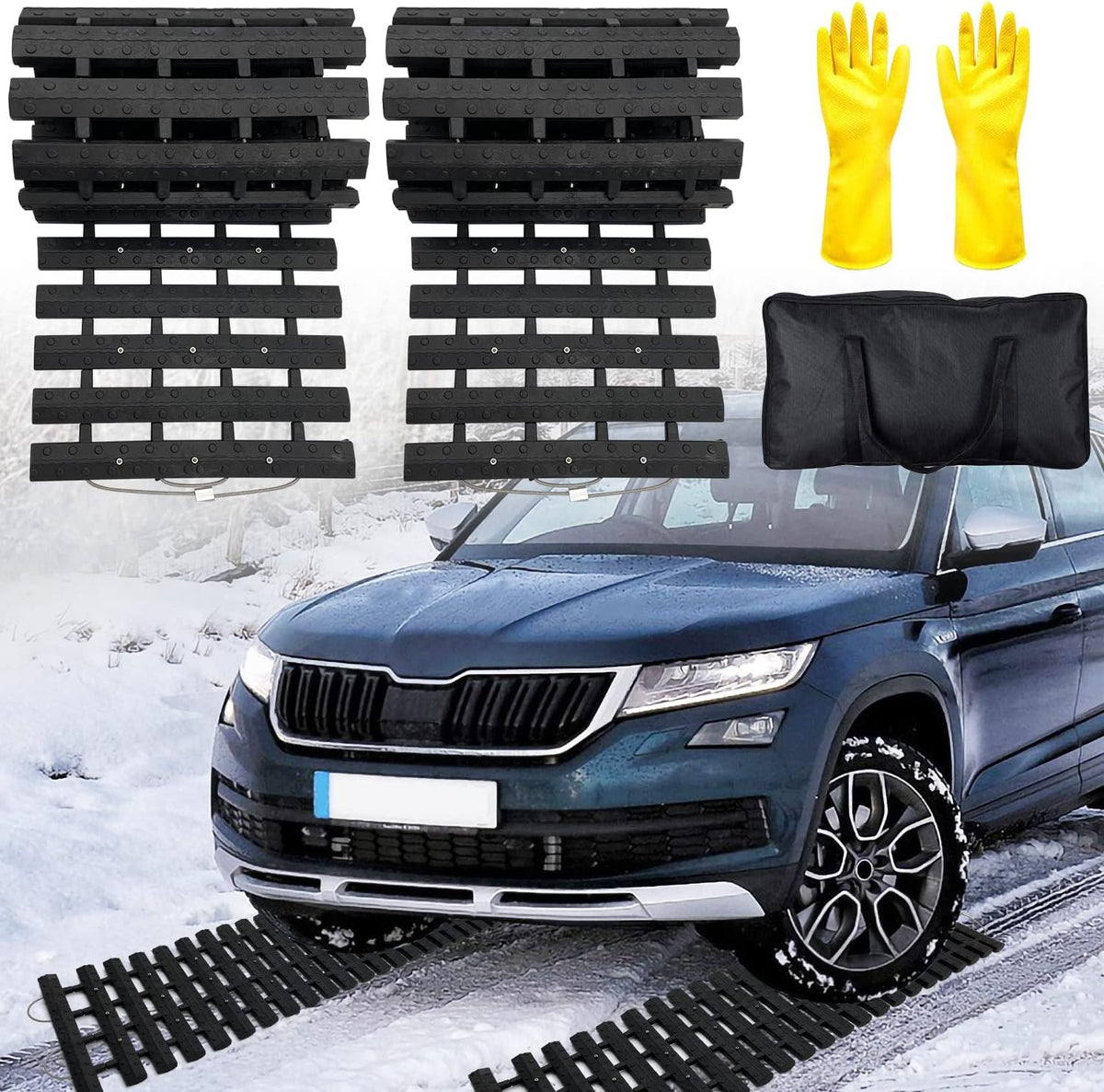 Tire Traction Mats Portable for Snow Ice Mud and Sand 2PCS 27.6in H87394