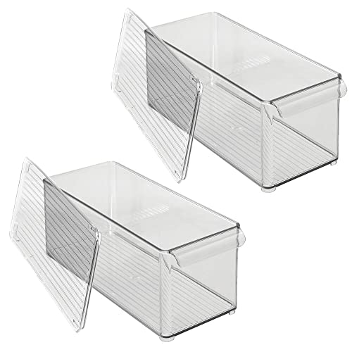 Clear Plastic 2 Pack Food Storage Container Bin with Lid I58764