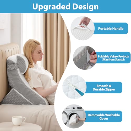 7-in-1 Adjustable Memory Foam Wedge Pillow, White/Grey W656442