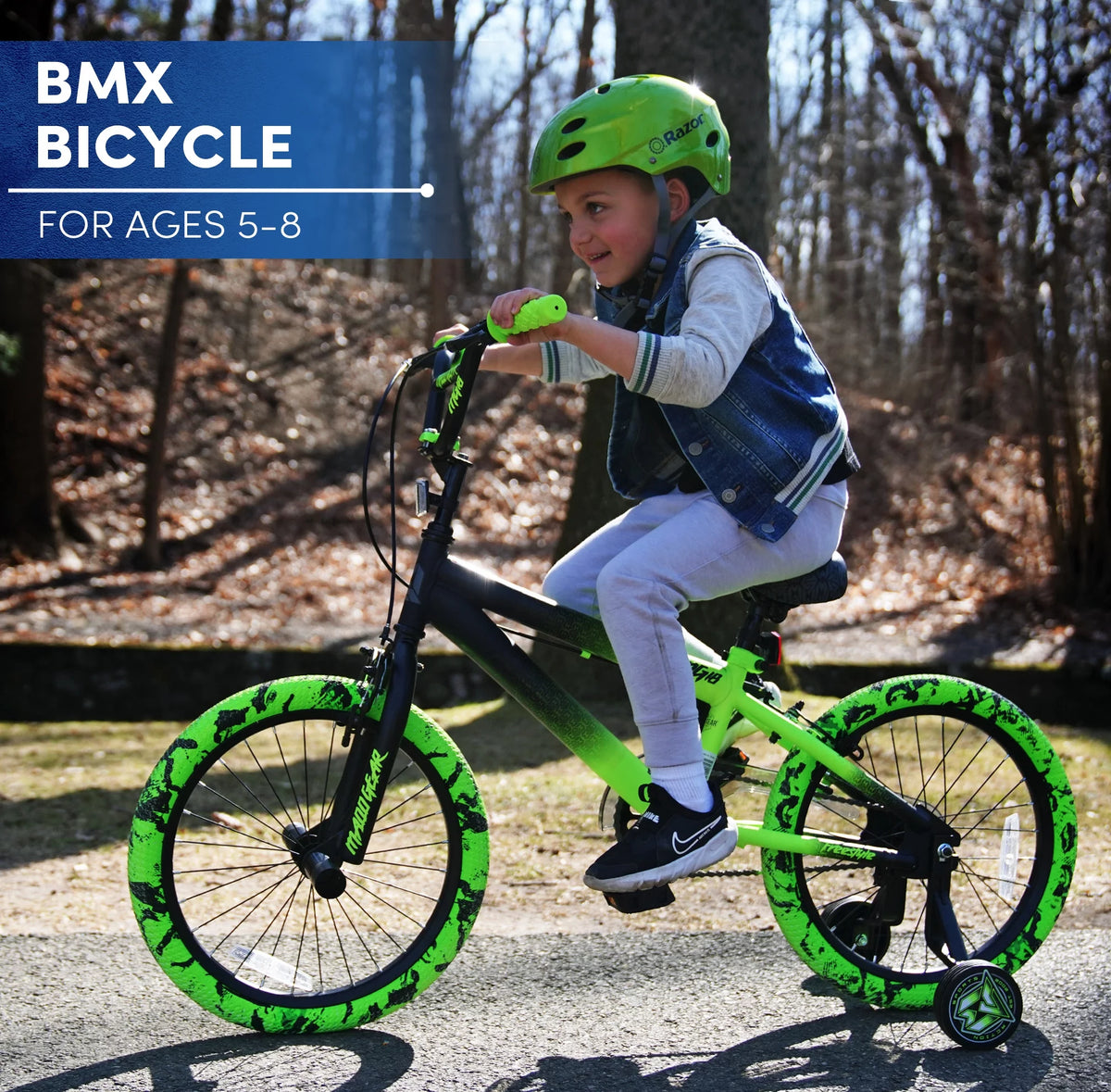 18" Black and Green BMX Bike I23145