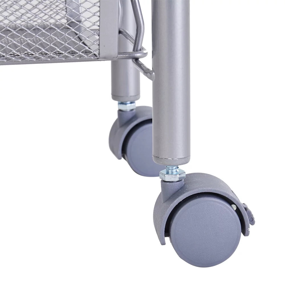 4 Tier Slim Storage Cart Mobile Shelving Unit Organizer Rolling Utility Cart Tower Rack Plastic Stainless Steel Silver M32289