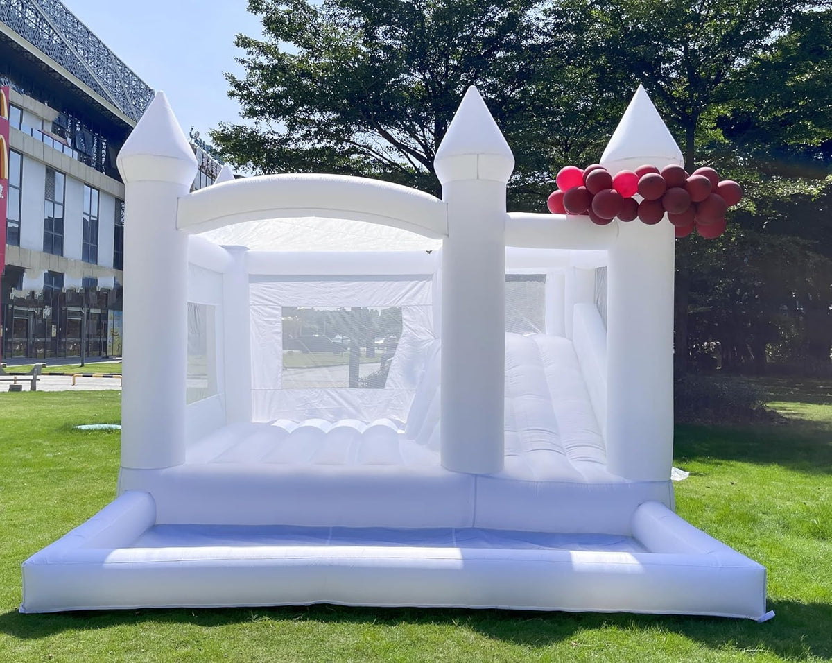 White 15FTx13FT Oxford Cloth Inflatable Bounce House with Slide Ball Pit L824241