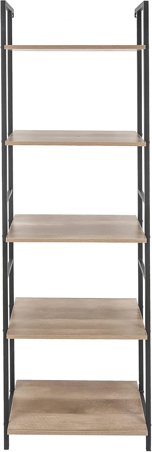 4-Shelf Wood Bookcase with Metal Frame E57882