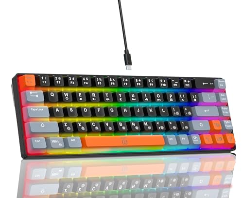 Compact RGB Backlit Gaming Keyboard (68 Keys, White&Grey&Orange) A4252