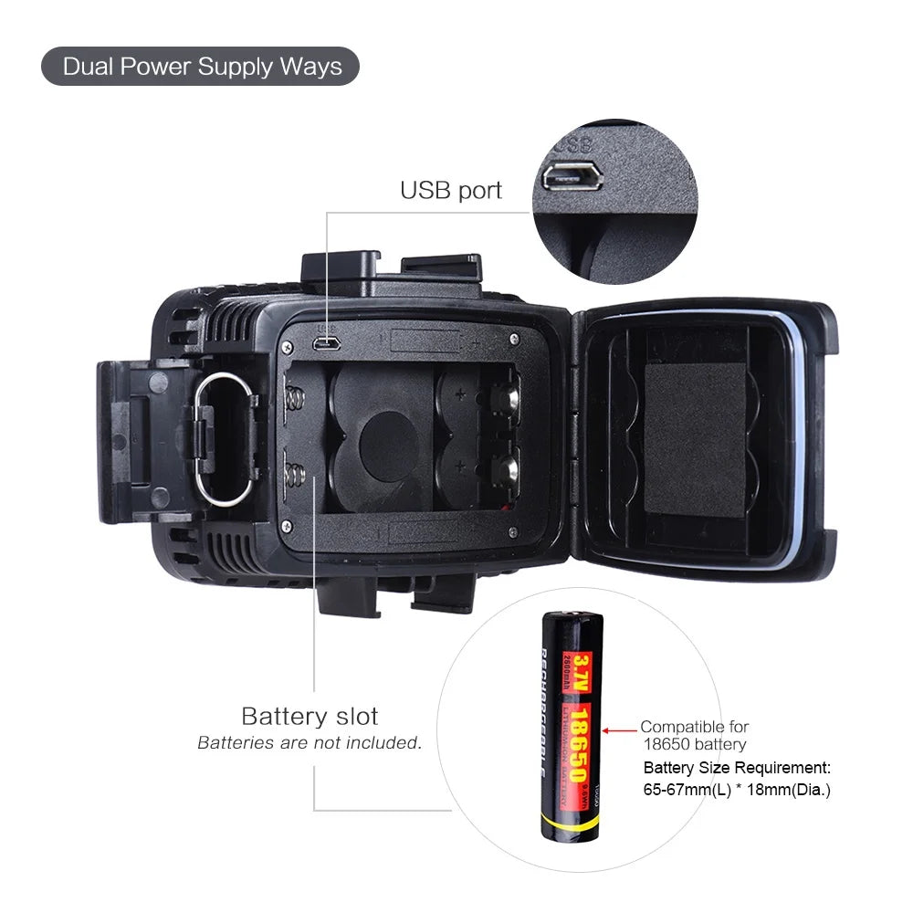 Ultra Bright 1800LM 3 Modes Waterproof Underwater 40m 5500K 60pcs Diving Fill-in Video Light with Hot Shoe Mount G327037