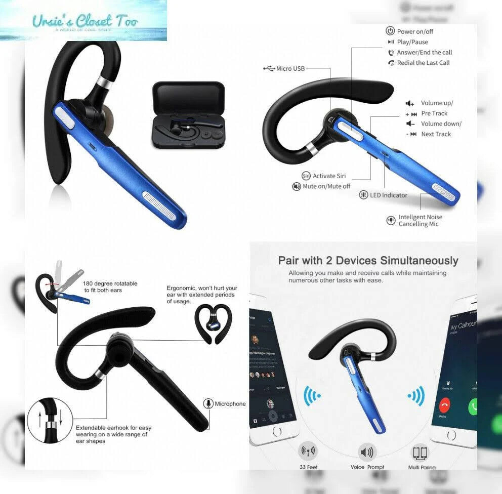 Wireless Bluetooth Headset with Noise Canceling Mic N838990