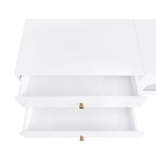 Black TV Stand with Open Storage Shelf and Drawers U89080