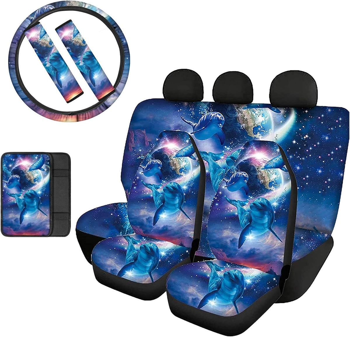 Red Lips Car Seat Covers Full Set with Steering Wheel Cover X323811
