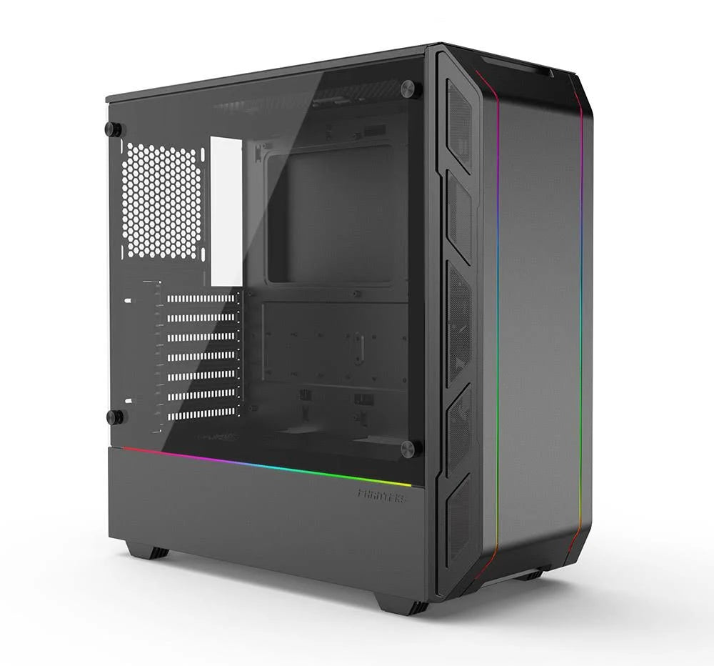Black Compact EATX Mid-Tower Case with Tempered Glass and Digital RGB B9783