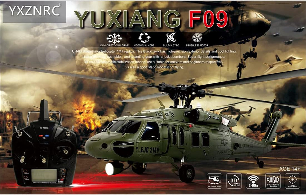 2.4G 6CH Brushless Direct Drive Remote Control Military Helicopter Q654