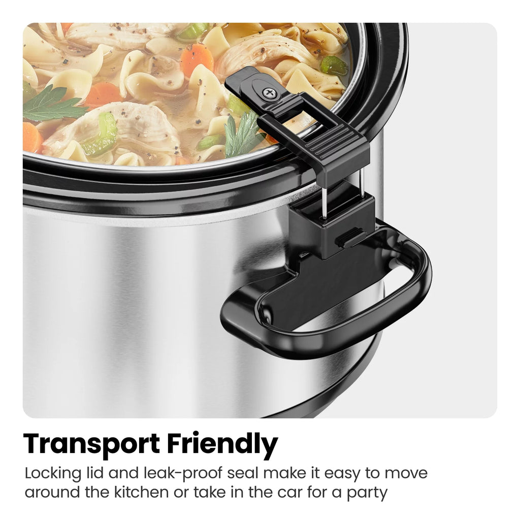 6 Qt. Stainless Steel Slow Cooker with Locking Lid T333105