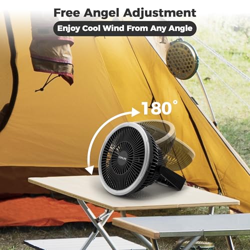 8-Inch Portable Camping Fan with LED Lantern, 10000mAh Rechargeable Battery Operated Tent Fan I927