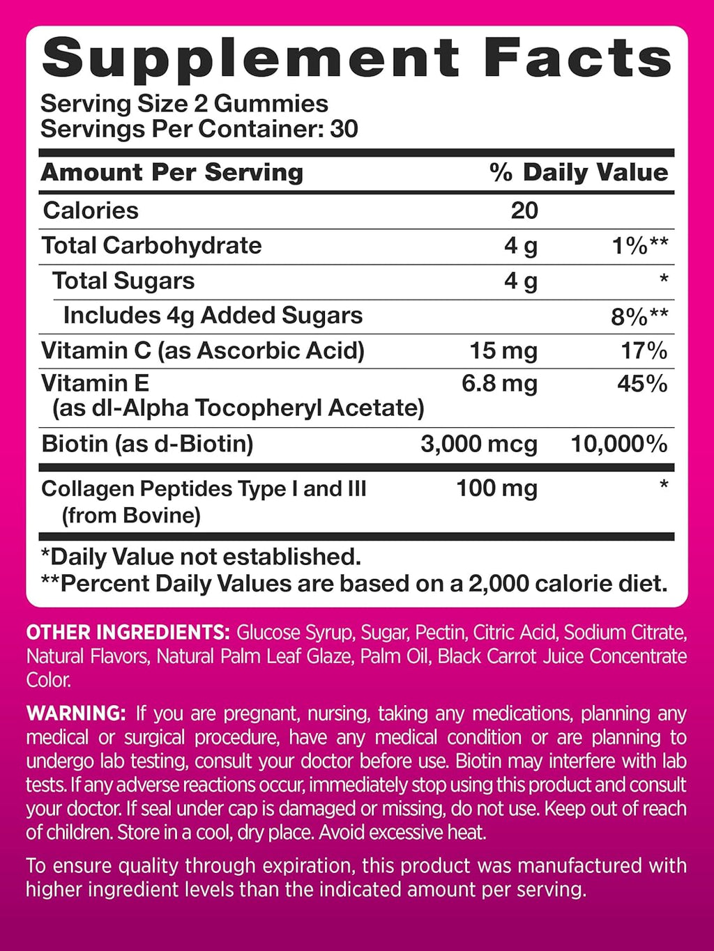 60 Count Non-GMO Gluten Free Hair Skin Nails Gummies V841394