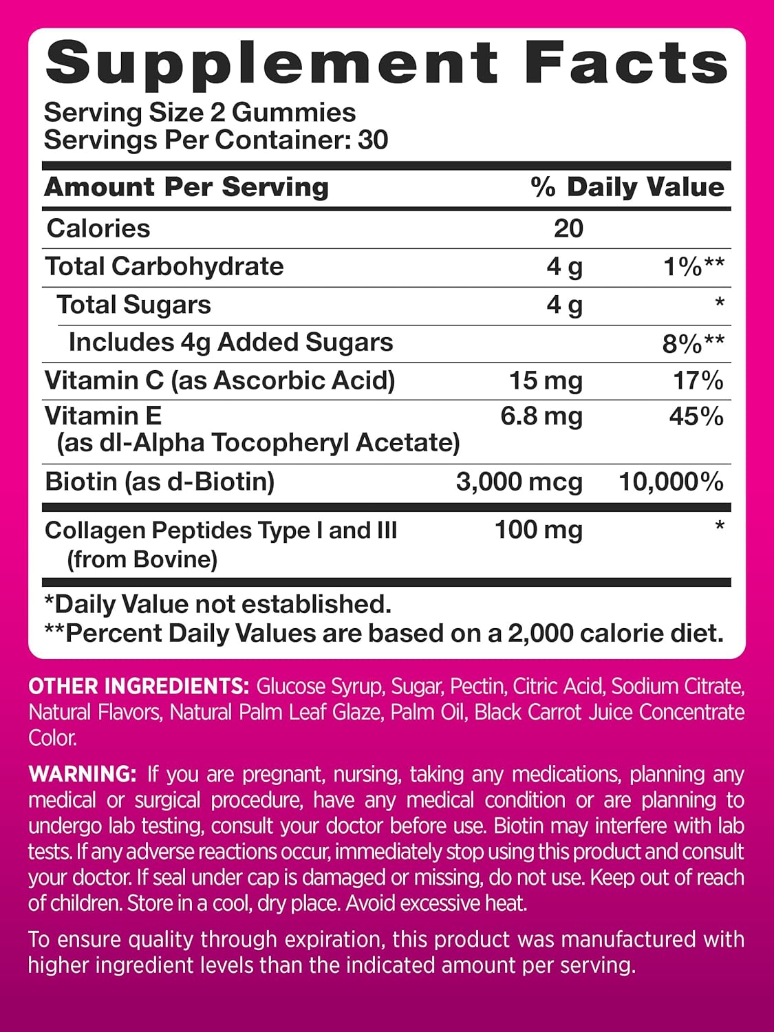60 Count Non-GMO Gluten Free Hair Skin Nails Gummies V841394