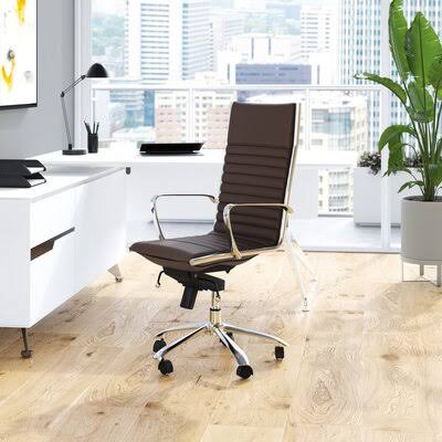 High Back Task Chair Chrome Brown U272947