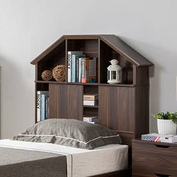 Dark Walnut Twin Bookcase Headboard K77375