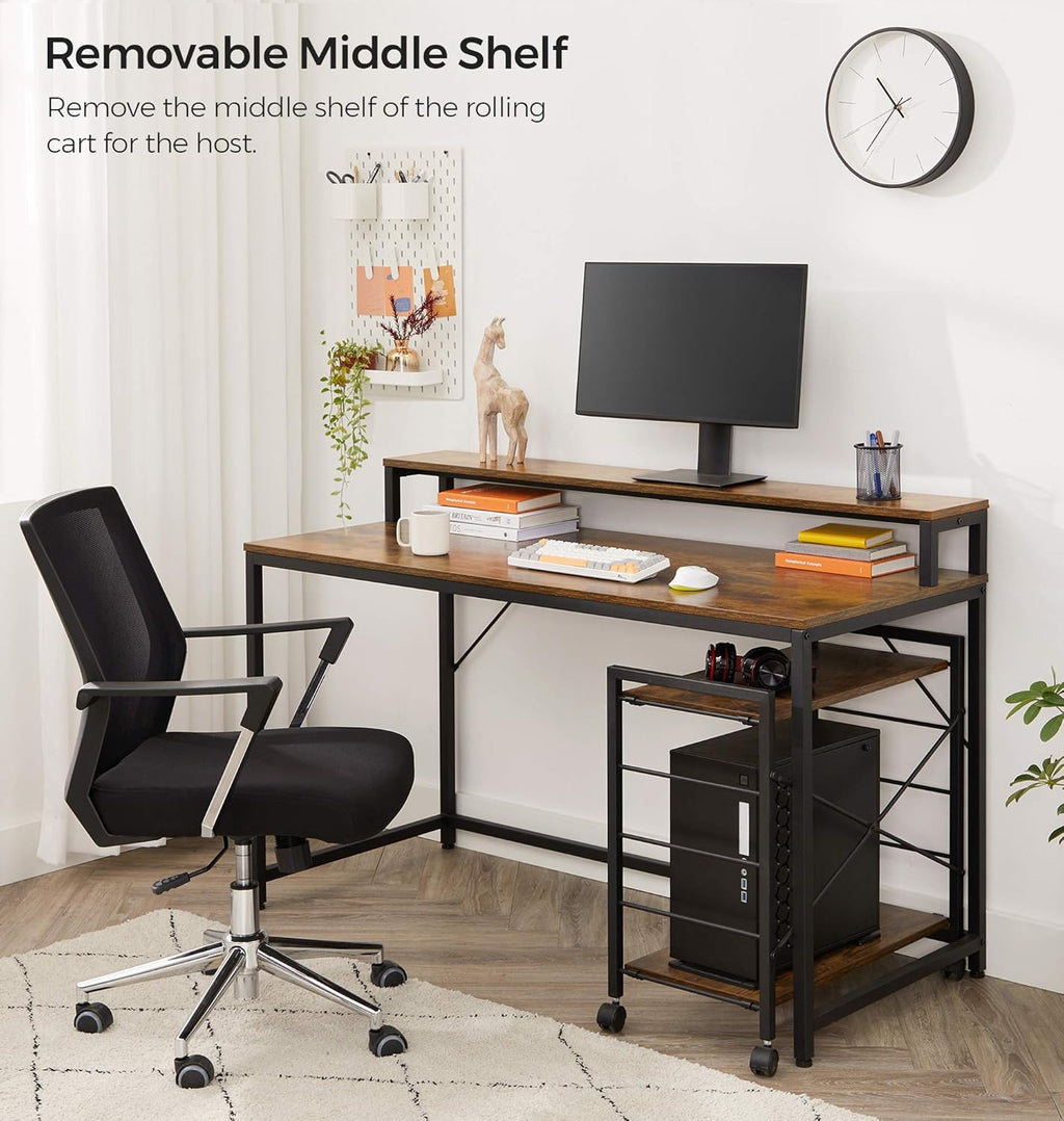Computer Desk with Monitor Stand and Storage Shelves B669117