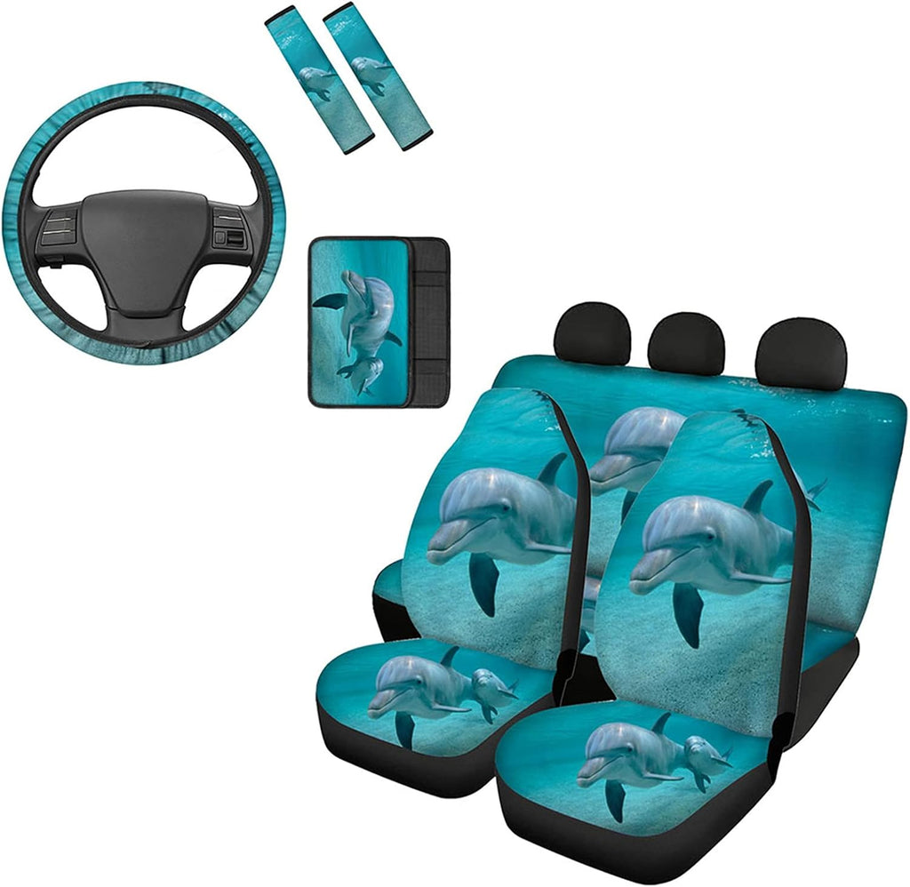 Red Lips Car Seat Covers Full Set with Steering Wheel Cover X323811
