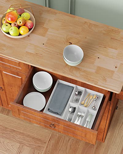 Brown Kitchen Island with Drop Leaf Storage on Wheels C705738