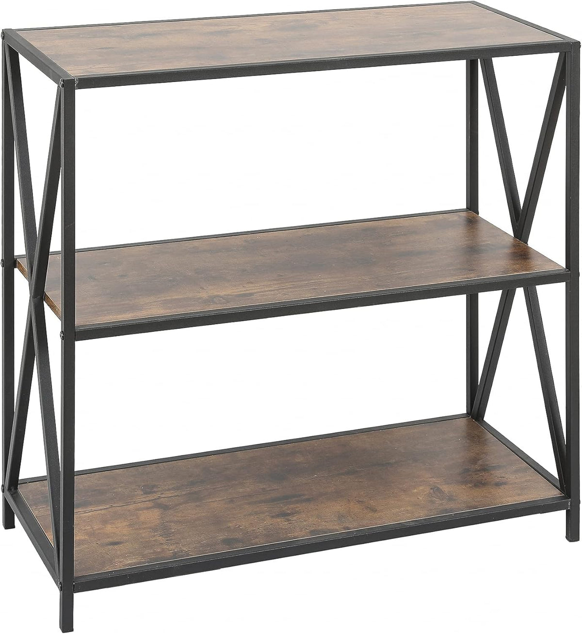 4-Shelf Wood Bookcase with Metal Frame E57882