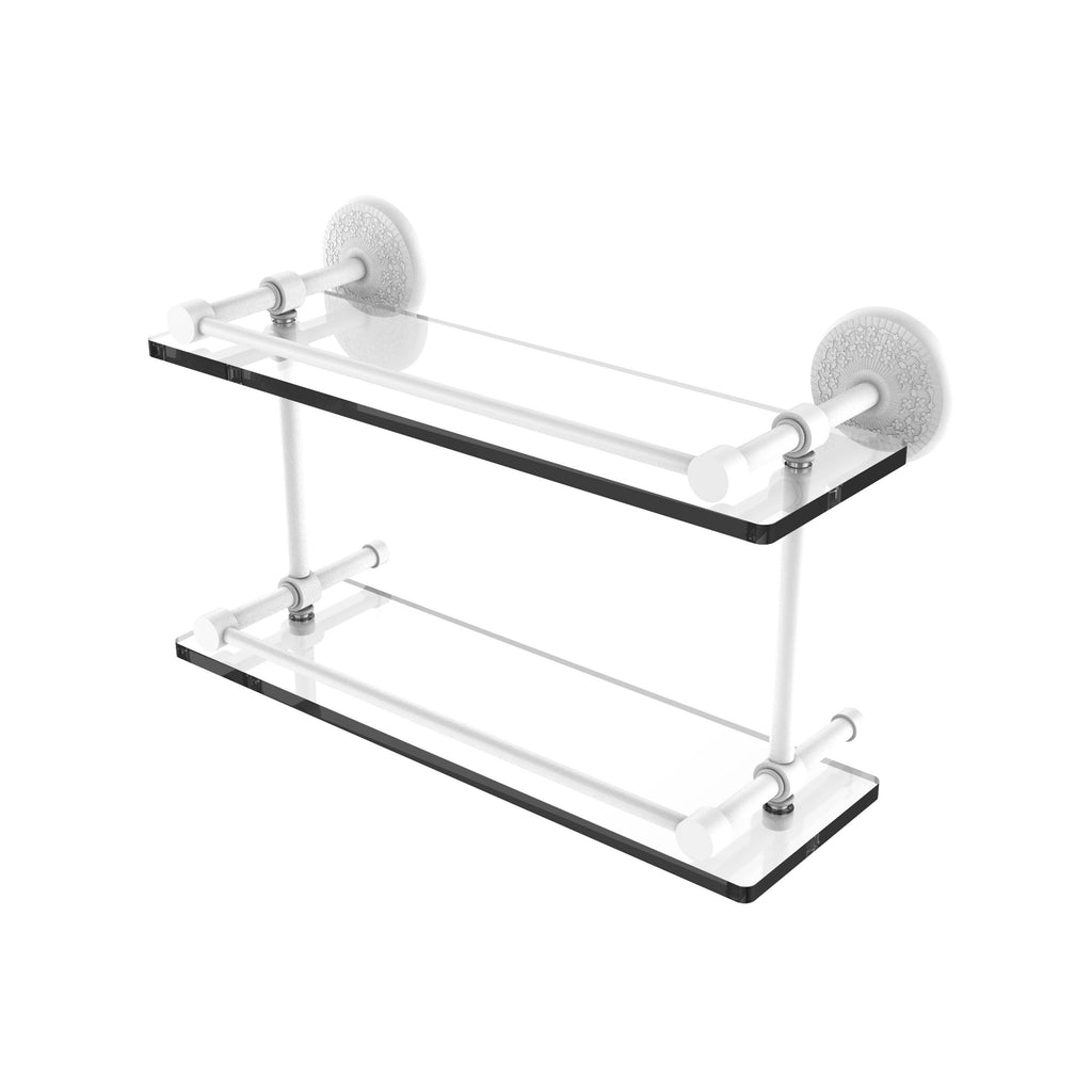 Antique Copper Double Glass Shelf with Gallery Rail R552150