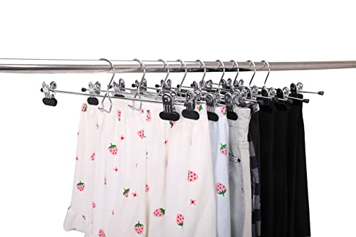 6 Pc Heavy Duty Metal Pants Hangers with Adjustable Clips W9428