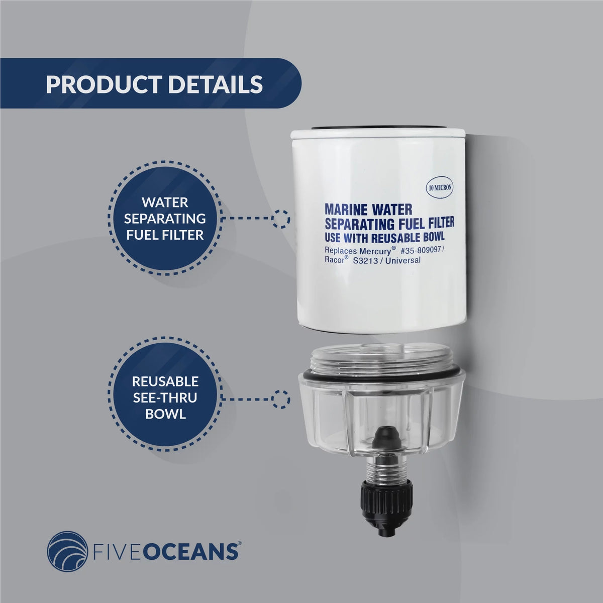 Fuel Filter Water Separator with Clear Bowl G2862